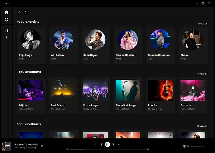 Spotify Web Player — custom SDK integration with real-time playback